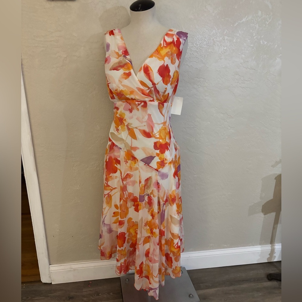 Rabbit Rabbit Rabbit Floral V-Neck Sleeveless Midi Dress Sz 10 NWT